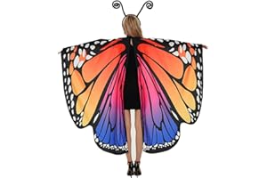 OUN NANA Halloween Butterfly Wings Cape for Women Butterfly Halloween Costume with Antenna Headband, Butterfly Wings Costumes Shawl
