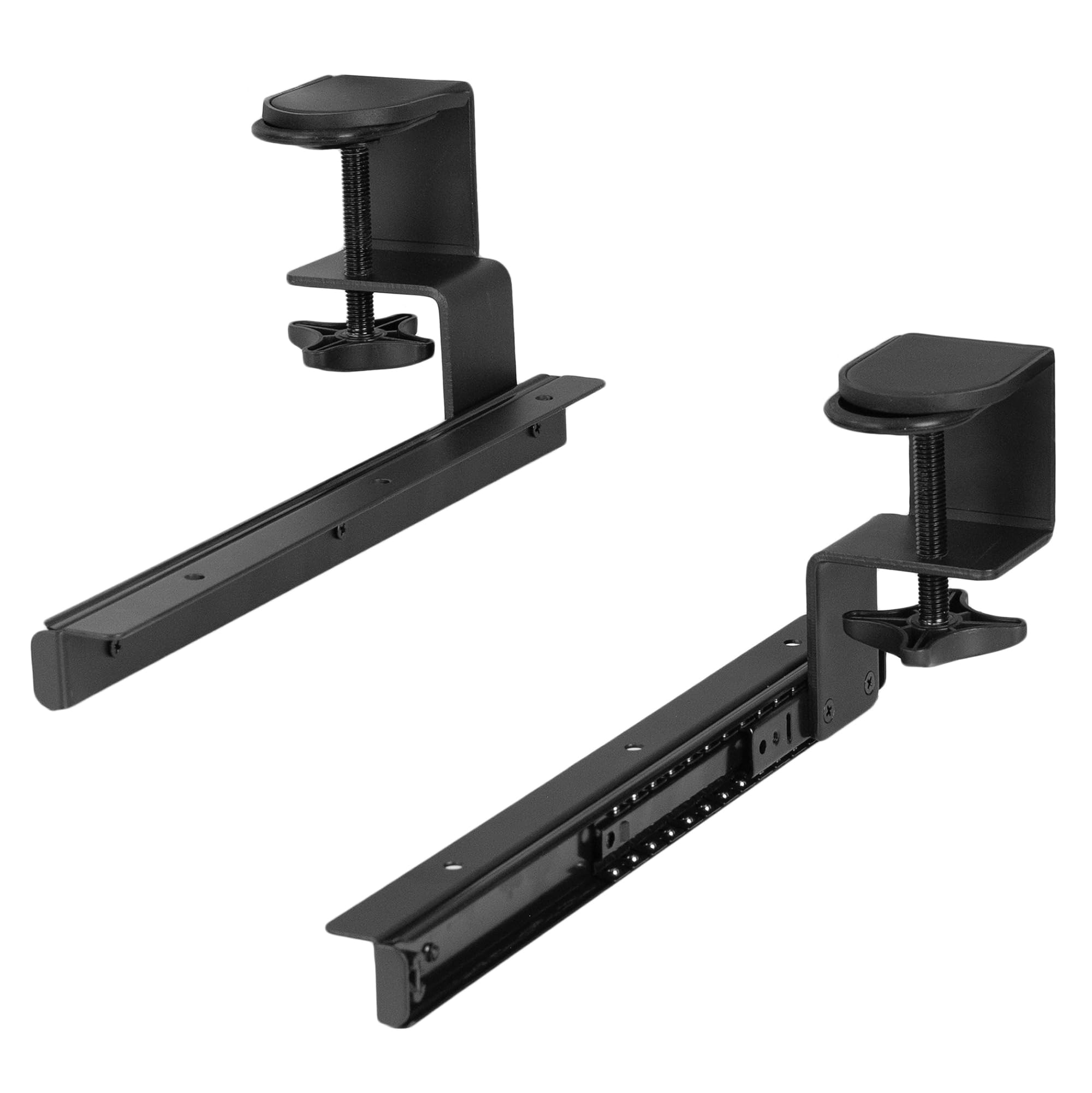 VIVO Clamp and 12 inch Rail Set for DIY Custom Wooden Keyboard Trays (Tray Not Included), Under Desk Pull Out Slider Track with Extra Sturdy C-clamp Mount System, Black, MOUNT-RAIL02
