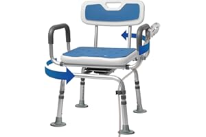 FINITYPRO 360° Swivel Shower Chair with Back and Arms,Rotating Swivel Bath Chair Handicap Shower Chair with Cold-Proof Pads, Support 340lbs,Tools-Free Assemble,Swivel Shower Chair for Inside Shower