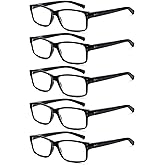 SIGVAN 5 Pack Reading Glasses Men Traditional Black Frames Readers for Men with Spring Loaded Hinges