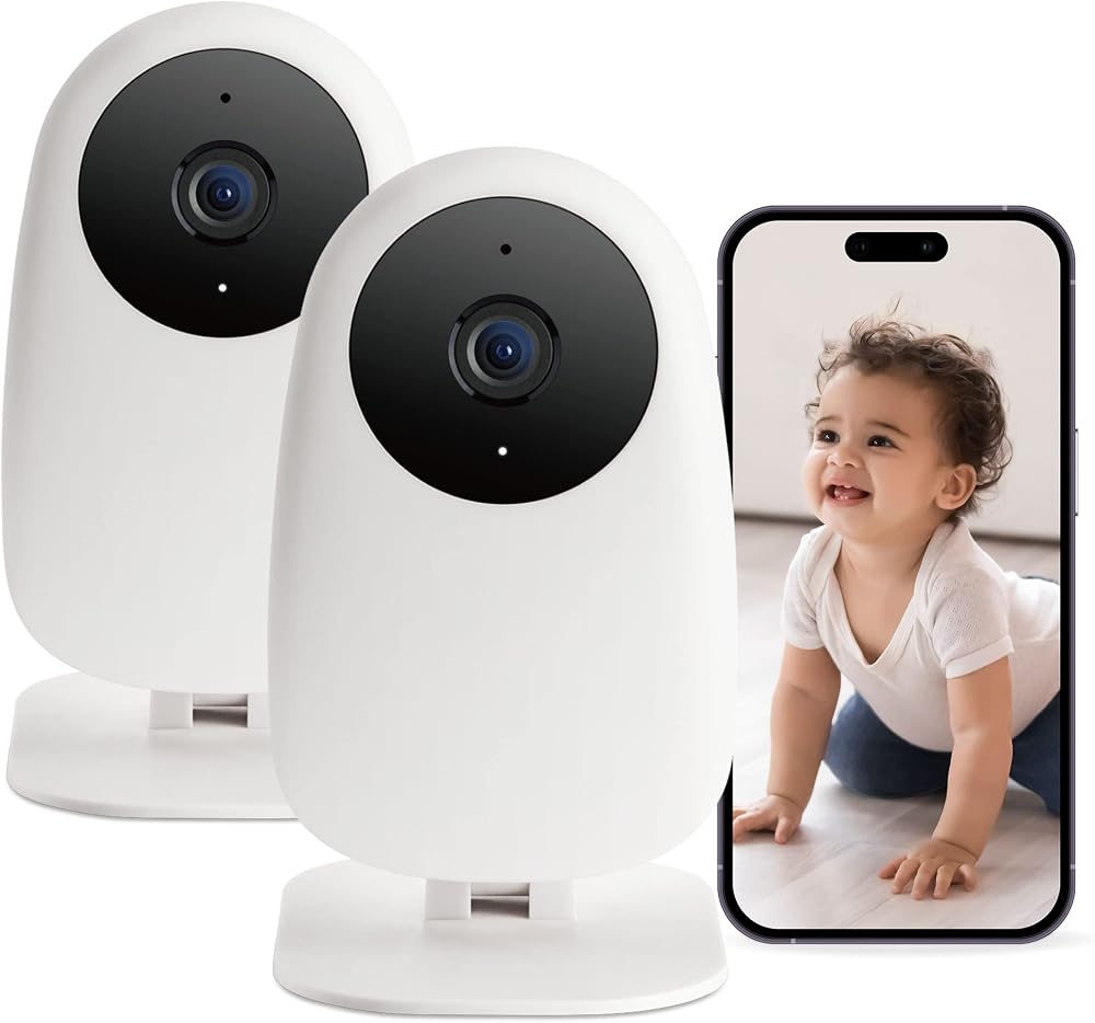 nooie 2 Pack Baby Monitor WiFi 2K Night Vision Motion Alerts 2-Way Audio