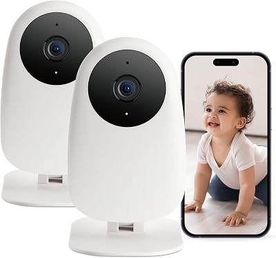nooie 2 Pack Baby Monitor WiFi 2K Night Vision Motion Alerts 2-Way Audio