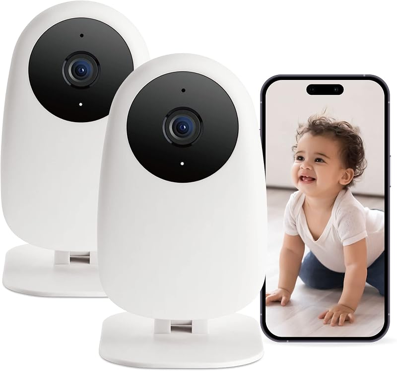 nooie 2 Pack Baby Monitor WiFi 2K Night Vision Motion Alerts 2-Way Audio