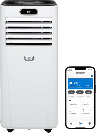 BLACK+DECKER 5000 BTU Portable 3-in-1 Air Conditioner Dehumidifier Clock Remote