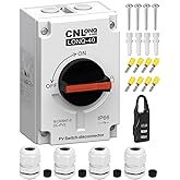 CNLonQcom Solar Isolator Disconnect Switch 32 Amp DC1200V DIY 1 or 2 Strings with IP66 Waterproof Outdoor for Rooftop PV Syst