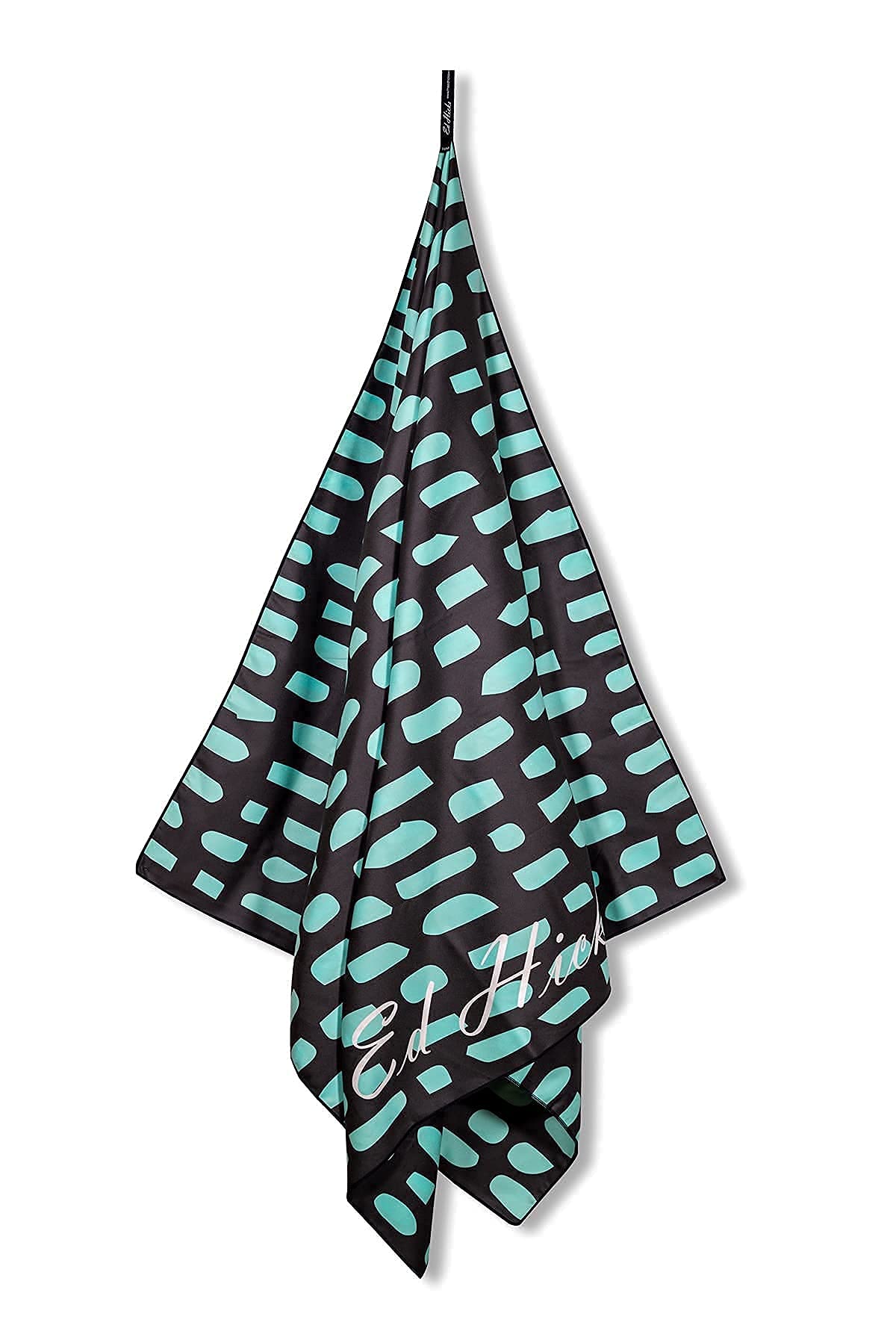 Extra Large Microfibre Beach Towel — XXL 200 x 90cm— Double Sided Towel for Swimming ,Gym and Travel — 100 Wash Guarantee— Sand Free, Lightweight, Compact, Quick Dry— Turquoise on Black— Storage Bag