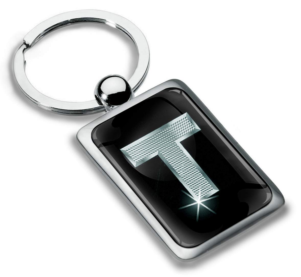 Biomar Labs® Metal Alphabet A-Z Personalised Initials Keyring Keychain Silver Men Women Gift Letter T, KK 98