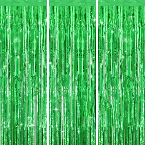 jijAcraft Green Tinsel Foil Fringe Curtain Backdrop