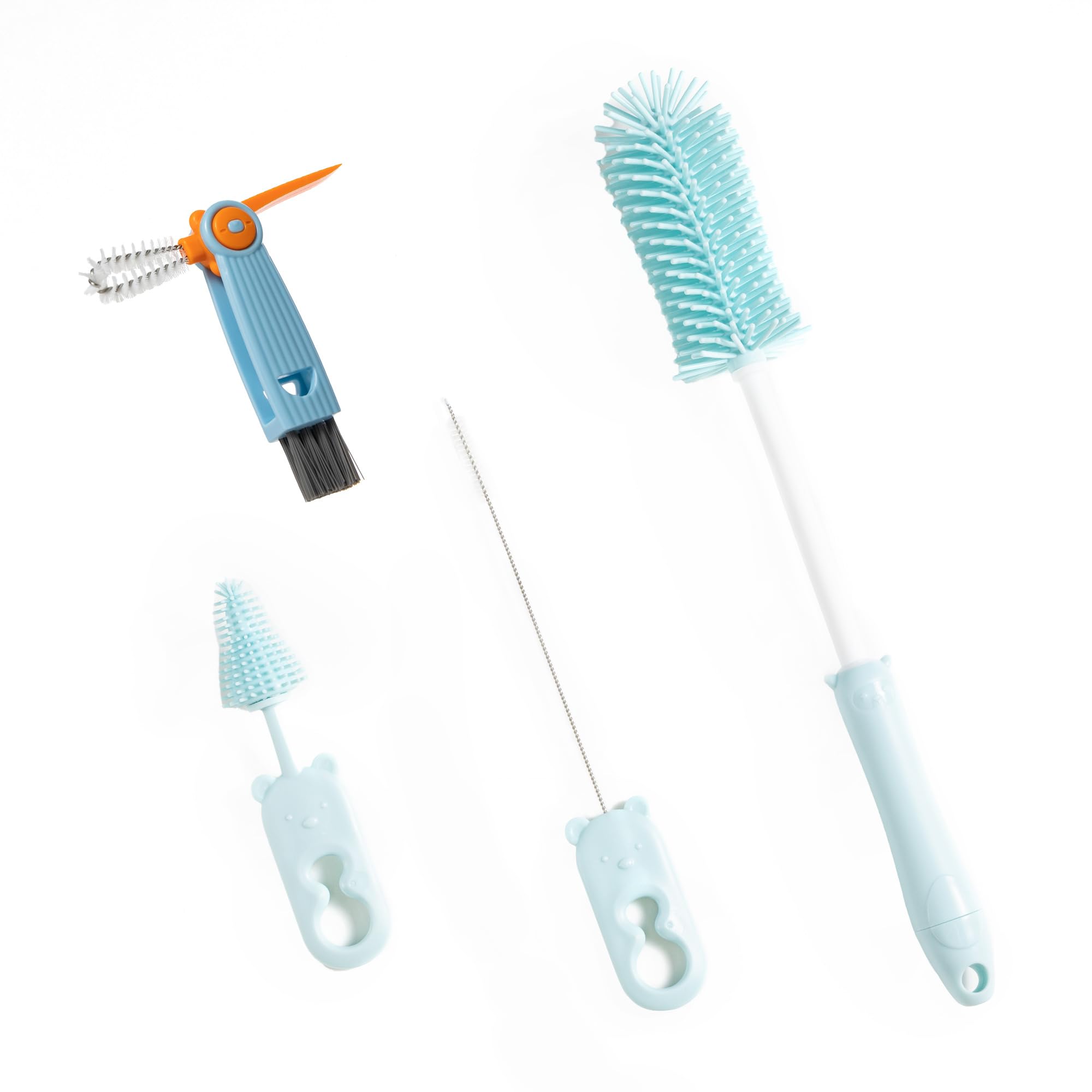 Photo 1 of Chemimoso Silicone Bottle Cleaning Brush, 13.4" Long Handle Water Cup Bottles Cleaner for Baby Bottles, Stanley Mug, Sports Bottle, Glass Vase, (with One Tiny Cup Lid Gap Cleaning Brush), z Blue