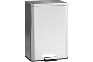HOMCOM Kitchen Garbage Bin, 5 Gallon (20 L) Trash Can with Foot Pedal, Soft-Close Garbage Can with Removable Inner Buckets, F