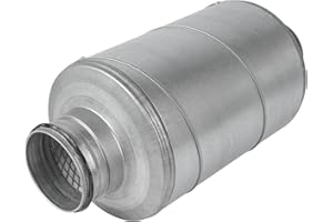 Repa Market Round Ø4 Inch Duct Silencer - 2 Inch Insulation - Galvanized Steel Inline Noise Reduction Muffler - Air Intake/Ex