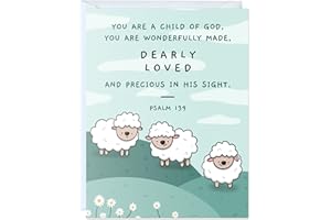Cute Baptism Card – Religious Christian Bible Quote, Christening, First Communion, Confirmation, or Wedding Card | Prayer & I