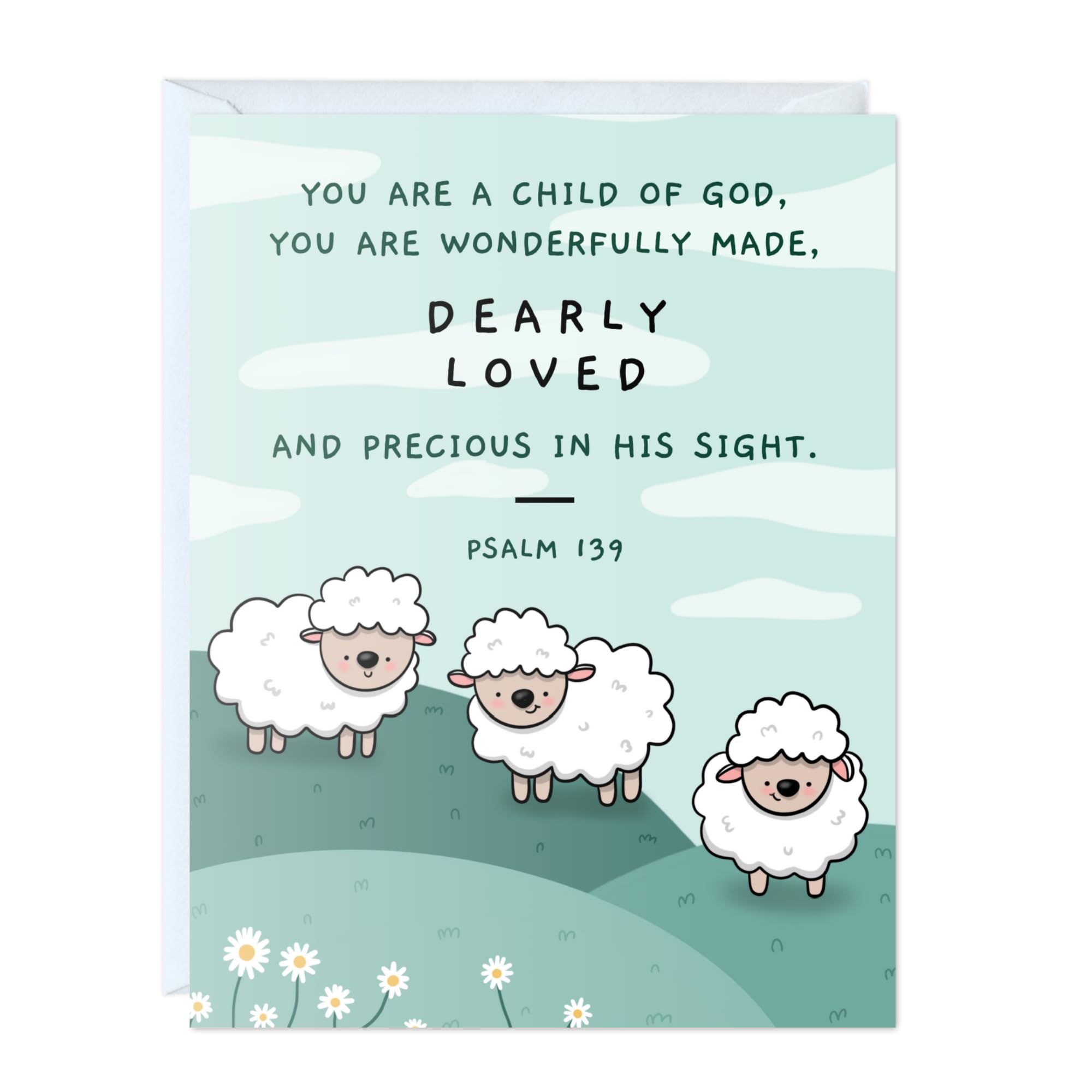 Baptism Card Religious, Christian Bible Quote, Christening, First Communion, Confirmation, or Wedding Card - Cute thoughtful Inspirational Prayer Greeting Card, Blank Inside (You Are a Child of God)