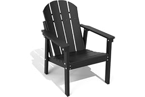 FOLAWO Adirondack Chair HDPE Weather Resistant Outdoor Adirondack Chair Fire Pit Chairs for Patio Lawn Garden Backyard Deck Black