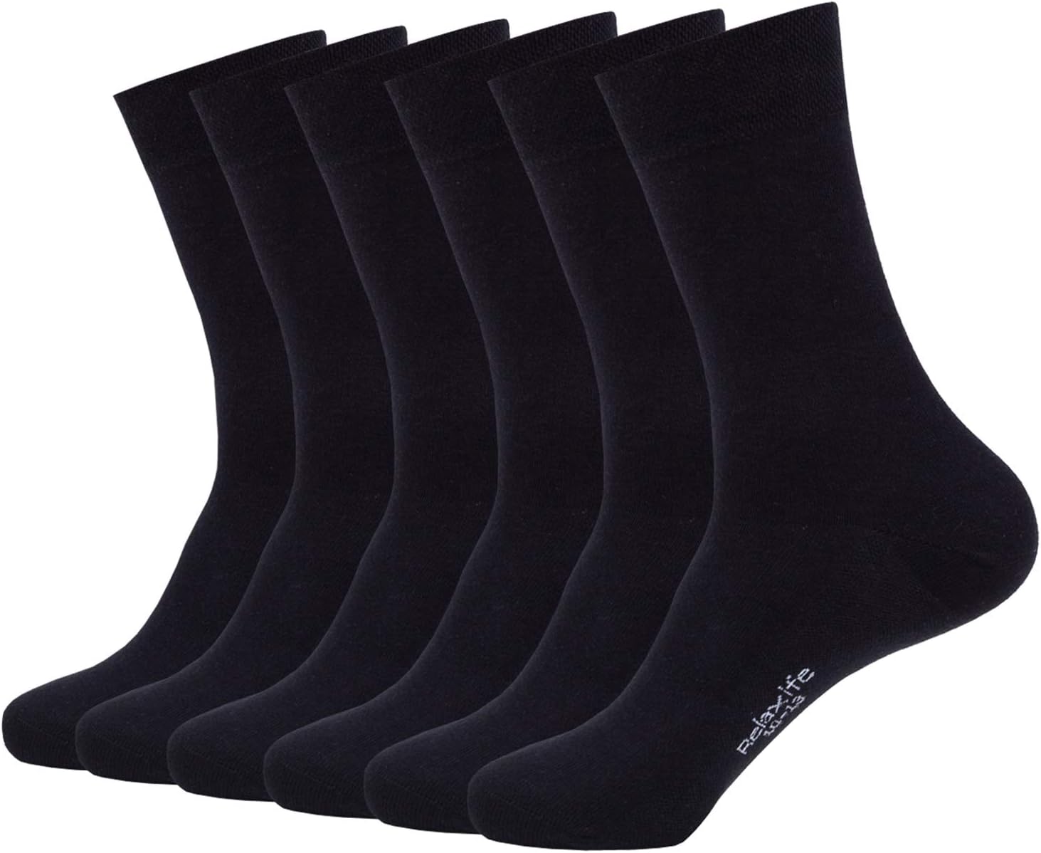 Mens Classic Cotton Dress Socks Thin Lightweight for Office Business Non-binding Comfortable Casual Crew Socks Black 6 Pack