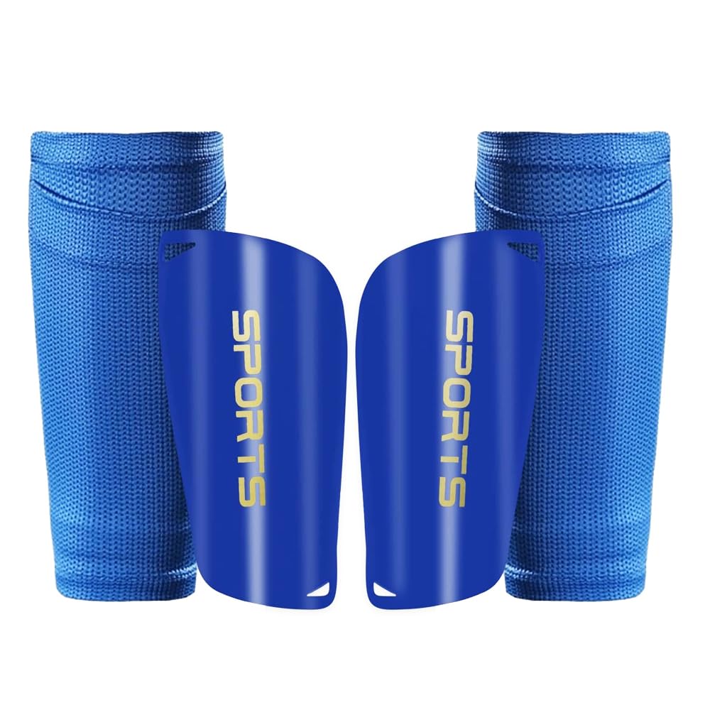 Shin Guards with Sleeves - Slip in Shin guards Soccer Shin Pads for Kids Youth - EVA Cushion Protection Reduce Shocks and Injuries (Blue)