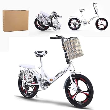 Amazon 折りたたみ自転車 カゴ付 大人 リアキャリーラック 6速アルミ簡単折りたたみ市自転車ディスクブレーキ ホワイト のためにインチ 折りたたみ自転車 標準装備 ミニベロ 折り畳み自転車 軽快車 自転車 Guoe Ykgm シティー ファミリーサイクル