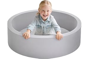 Wilwolfer Foam Ball Pit for Toddlers, Large Baby Ball Pit for Babies with Soft Memory Sponge, Indoor Outdoor Baby Playpen, Kids Play Ball Pool, Gift Toys for Infants Boys and Girls (Gray, NO Balls)