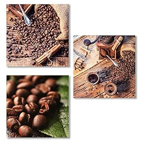 3 Piece Canvas Wall Art for Living Room, Bedroom The Aroma of Coffee Canvas Prints for Home Decoration Ready to Hang - 12"x12"x3 Panels