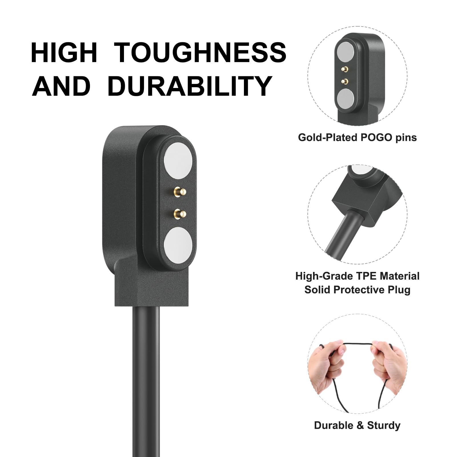 Zoye Smart Watch Charger Cable compatible with AEAC, Fitpolo, GRV, Letscom, Letsfit, Lifebee, Teminic e, Tensky, VeryFit, VeryFitPro, Willful, Woneligo, Yamamy, ID205L, ID208BT, IDW13 etc.(1)