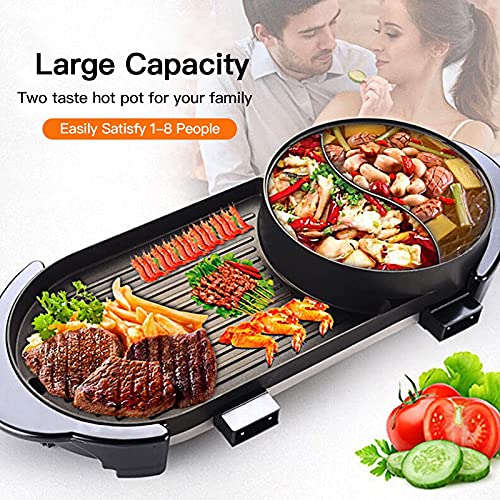 Eilsorrn Electric Grill With Hot Pot, Indoor Teppanyaki Grill/Shabu
