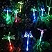 HCTro Solar Garden Lights, Crystal Upper Stake with Built in Multi Color Changing 3 LED, Hummingbird Butterfly Dragonfly, Solar Powered Lights, Outdoor Solar Lights for Patio Yard Fairy, 3 Pack