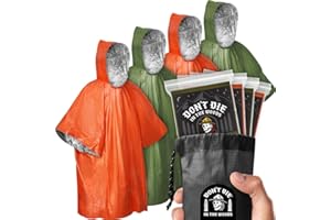 Don't Die In The Woods - Rain + Heat Emergency Poncho - Wearable Mylar Space Blanket For Hiking, Camping, First Aid, Survival