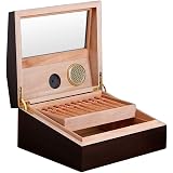 GERMANUS Zigarren-Humidor „Ebenum“ – Aus Spanischem Zedernholz, Mit Digital-Hygrometer & Befeuchter, Für Ca. 50 Zigarren