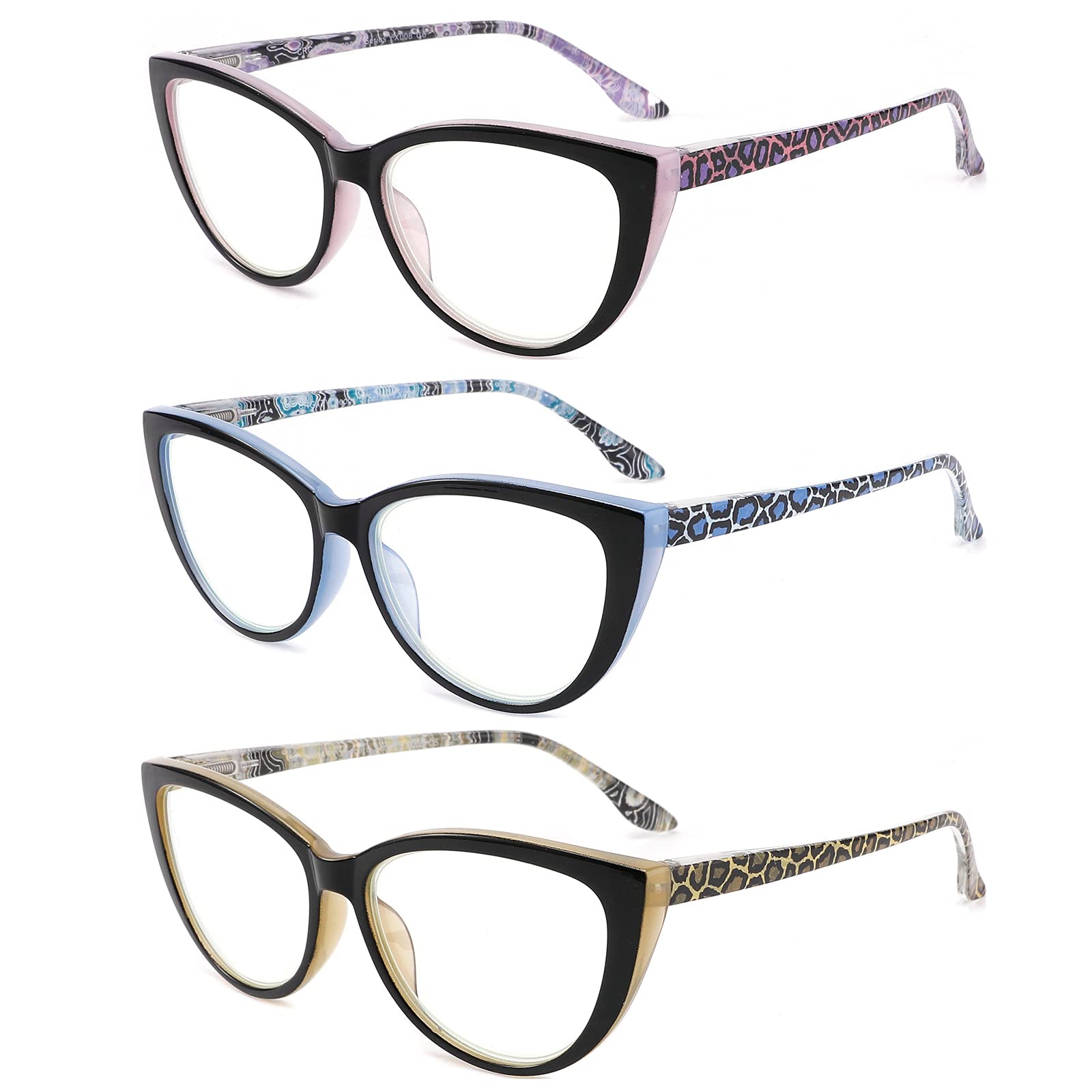 Photo 1 of CRGATV Reading Glasses 3 Pack Blue Light Blocking Computer Readers for Women Stylish Cat Eye Design Anti Eyestrain & Glare +2.5 Strength