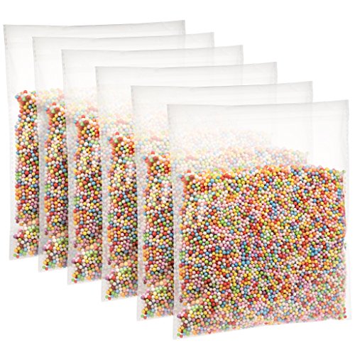 6 Bags Styrofoam Beads for Homemade Slime Making - DIY Foam Balls for Kids Arts and Crafts - Bulk Pack Multicolor Beads