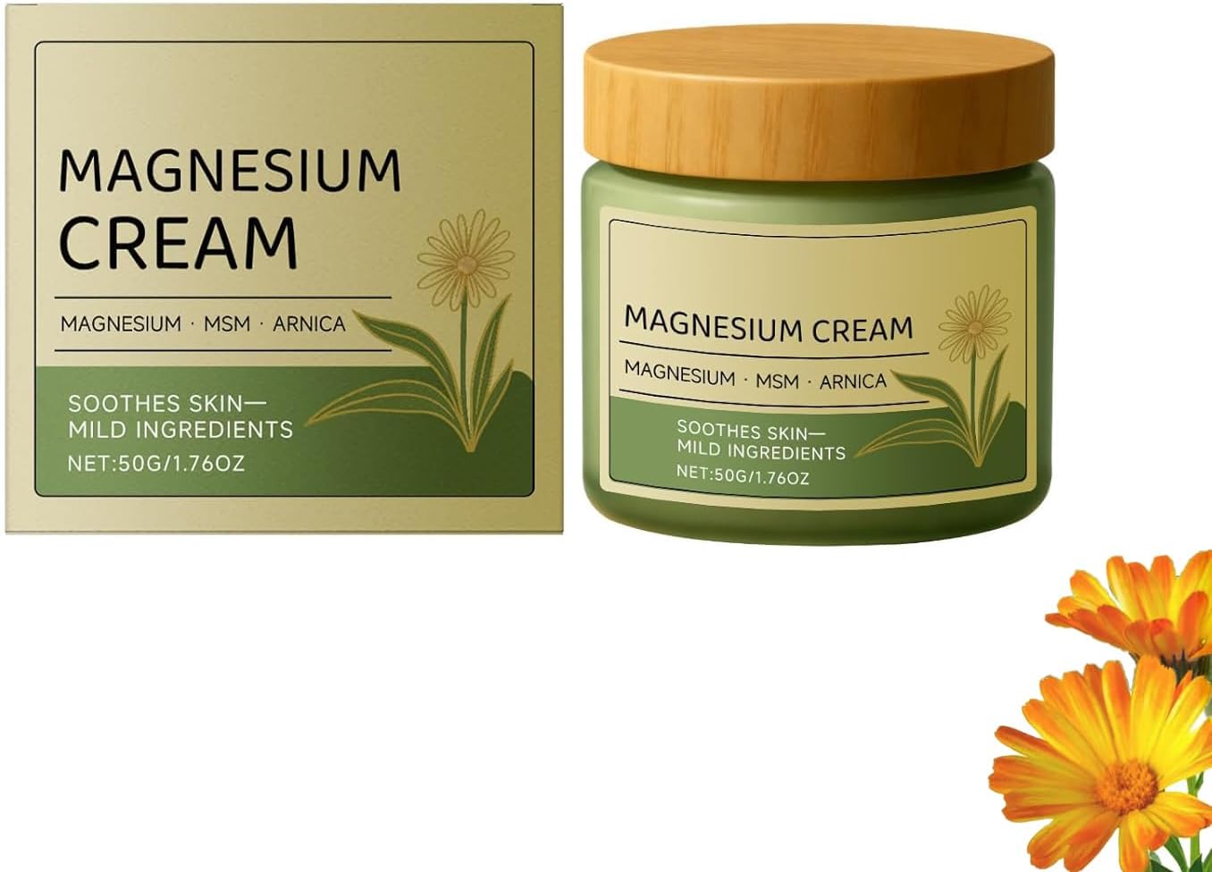Totalrelief Magnesium Cream with MSM & Arnica,Nerve Relief Mild Ingredients for Skin Soothing,Fast-Absorbing Non-Greasy Massage Cream for Daily Comfort