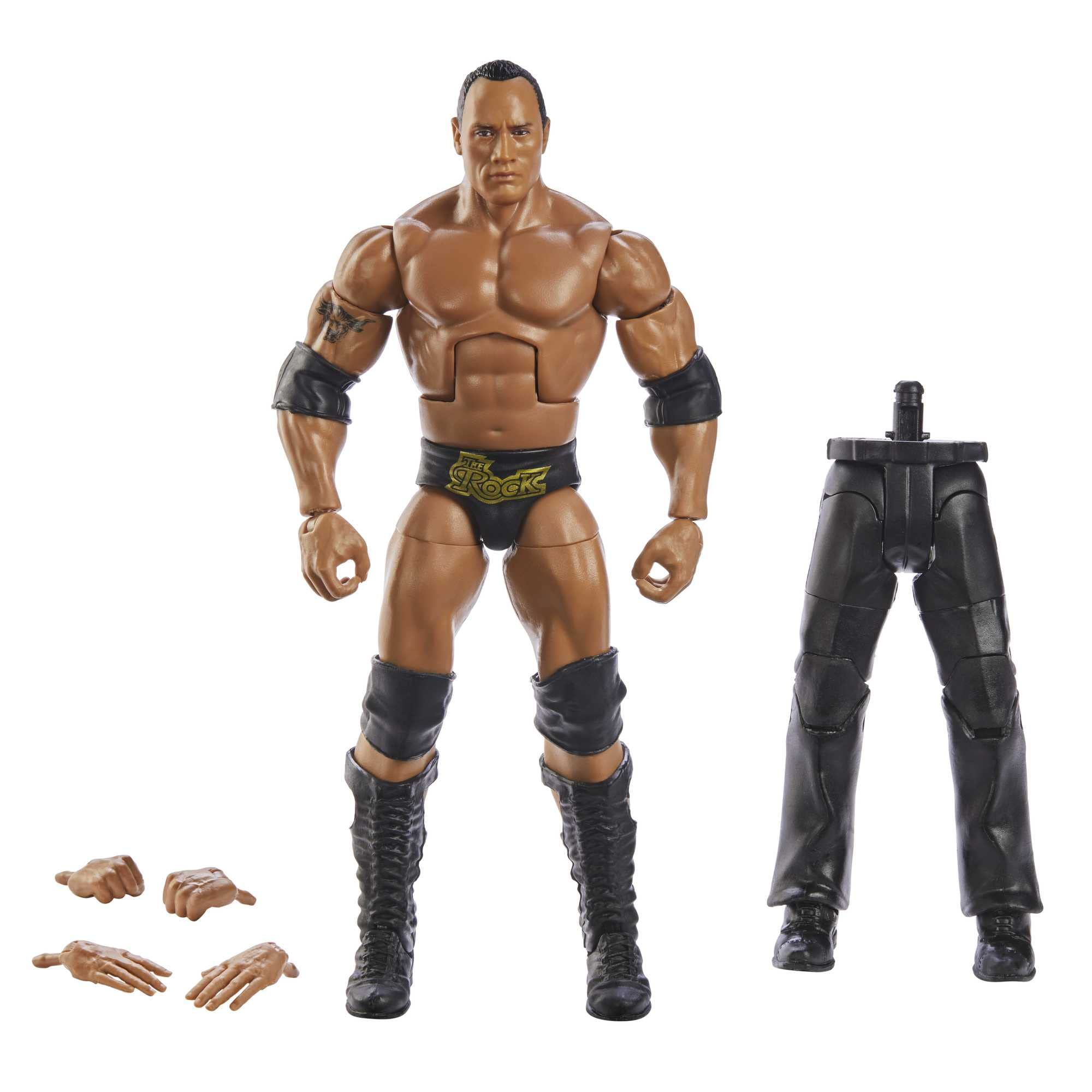 WWE MATTEL Elite Action Figure WrestleMania The Rock with Accessory and “Mean” Gene Okerlund Build-A-Figure Parts​, HKP13