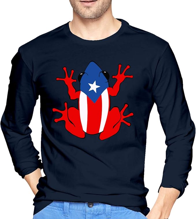 Puerto Rico Flag Coqui Frog Fashion TShirts Man's Long Sleeve Shirt