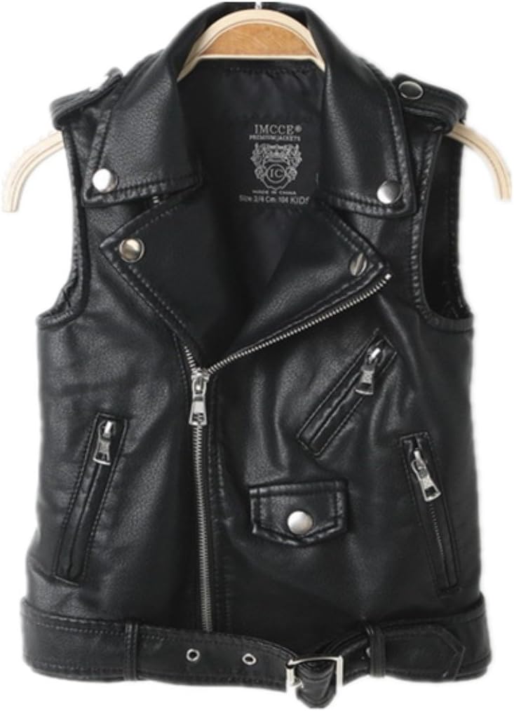 ELUCKFACEKids Boys Girls Womens Faux Leather Motorcycle Vest Joker Style Biker Parent-Child Matching Dress Coat 3+Years