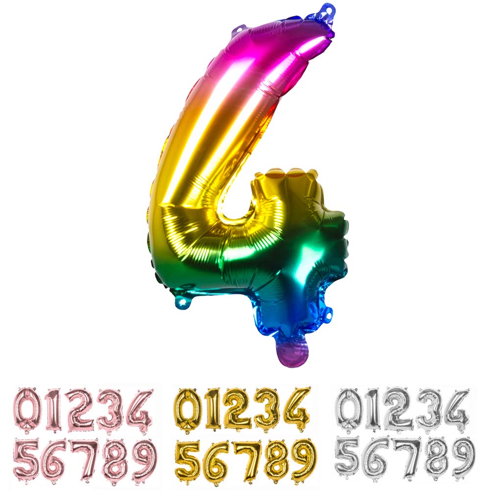 Boland 10135445 BOL21984 Mylar Balloon Number '4', Adult, Rainbow, 36 Cm