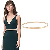 XZQTIVE 2 Pieces Women Skinny Metal Chain Waist Belt Stretchy Saree Cinch Belt for Dress Gold Sliver