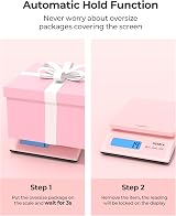 MUNBYN Shipping Scale 66lb/30kg Pink Back-Lit LCD Hold/Tare/PCS Auto Off view 4