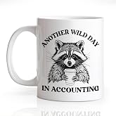 Gkodw Another Wild Day In Accounting 11oz Double-Sided Ceramic Mug, Funny Accounting Coffee Mug for Raccoon Lover, Office Sarcastic Gifts for Accountant Coworker, Humorous Gifts for Finance Workers
