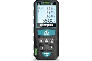 Laser Measure 50M/165ft,RockSeed Digital Laser Distance Meter with 2 Bubble Levels,Portable M/in/Ft Unit Switching Backlit LCD and Measuring Distance/Area/Volume/Pythagorean