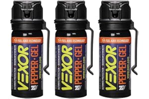 VEXOR Pepper Gel from Zarc, Maximum Strength Police Pepper Spray, Gel is The Future, Full Axis Technology Shoots from Any Angle 18-feet, Flip-top Safety and Belt Clip Included