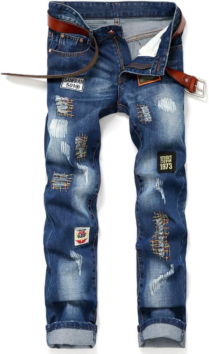 YDSH Boy Fashion Distressed Jeans, Vintage Boys Skinny Fit Destroyed