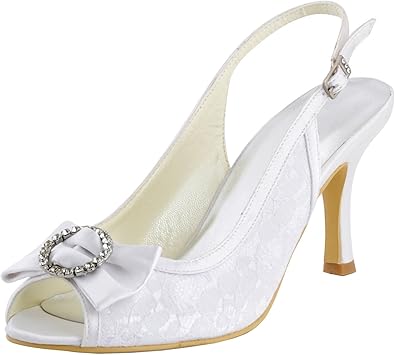 Amazon Com Minishion Girls Womens Slingback Bows Lace Bridal