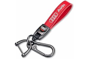 YUIQIEUY Genuine Leather Keychain Set Compatible with Audi A3 RS3 A4 A5 A6 A7 RS7 A8 Q3 Q5 Q7 R8 Key Chain Accessories Key Ring for Men's-Women's Red
