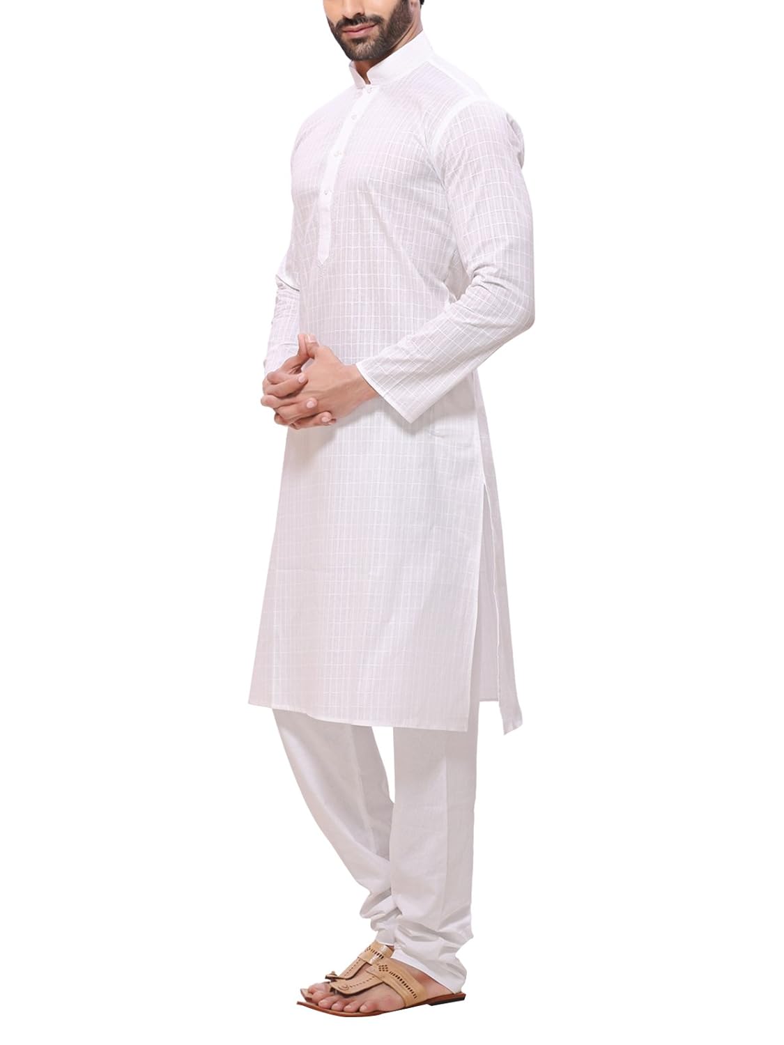 rg designers men's cotton marks white kurta pyjama
