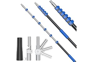JUECITY Telescoping Pole, 6-36 Ft with Joint Angle & Squeegee Adaptor, Aluminum Telescopic Paint Roller Extension Pole & Extendable Pole, Anti-Slip Foam Grip, Multi-Purpose Gutter Window Dust Cleaning Pole