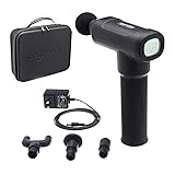 Amazon Basics Handheld Percussion Massage Gun - Professional Deep Tissue Muscle Massager | 5 Speeds, 4 Interchangeable Attach