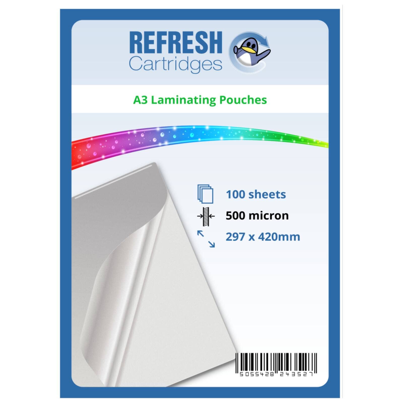 Laminating Pouches A3 500 Micron Pack of 100 Sheets