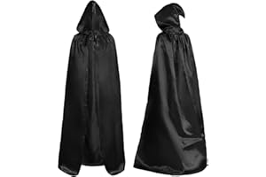 hoyuwak Cloak with Hood Halloween Wizard Hooded Cape Full Length Robe for Women Men Role Play Costume Dress-Up