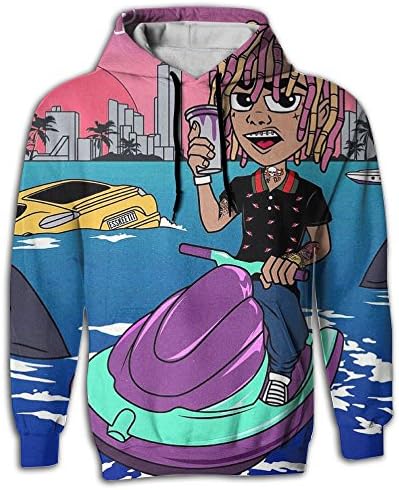 ASDFASDGZX Man Digital Print LIL Pump (4) Fashion Cotton Drawstring Design Hoodie Large