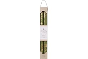 Northern Lights Candles - Premium Decorative Tapers - 12" 2PK - Moss Green w/Gold - 73311